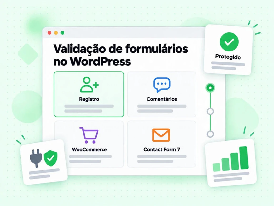 A Validação de formulários no WordPress cobre Registro, Comentários, WooCommerce e Contact Form 7