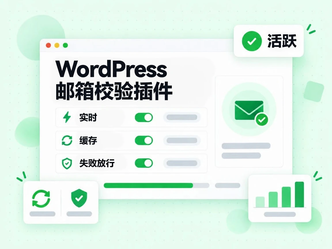 WordPress 邮箱校验插件提供实时检查、缓存和失败放行，状态为活跃。